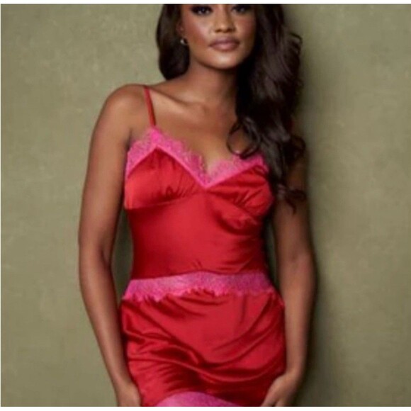 Kilo Brave Red Satin And Lace Coquette Slip Dress Size Small - Picture 2 of 16